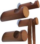 Eternal Nature Bamboo Wood Wall Hooks 4 Pack - Handmade Rustic Wall hooks for hanging - Heavy Duty Wooden Wall Hooks- Decorative Wall Hooks Hanger Peg Set for Hanging Coat Hat Cap Bag Backpack (Brown)