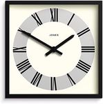 Jones Clocks® Box Silver Dial Wall Clock - Square Clock - Kitchen Clock - Office Clock - Retro Clock - Designer Clock - Colourful Case - Roman Numeral Dial (Black)