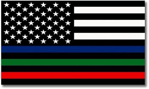 Magnet Me Up Tri-Color Thin Line American Flag Automotive Magnet Decal, 7x12 Inches, Heavy Duty in Support of Police, Fire, Military