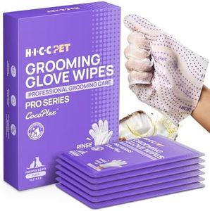 HICC PET Glove Wipes Pro | Pet Grooming Wipes for Dogs & Cats | Dual-Textured, Extra Thick, Rinse-Free Mittens | 4-in-1 Cleaning Combing Massage Conditioning, Portable Pack - Unscented