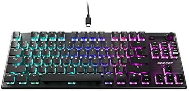 ROCCAT Vulcan TKL Mechanical PC Tactile Gaming Keyboard, Compact, Tenkeyless, Titan Switch Optical, RGB AIMO Lighting, Anodized Aluminum Top Plate, Detachable USB-C Cable, Low Profile Design, Black