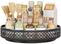 EKNITEY Metal Lazy Susan Turntable - 33cm (13 inch) Cupboard Organiser Rotating Spice Rack for Kitchen Refrigerator Pantry Cabinet