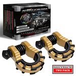 AUTMATCH D Ring Shackles 3/4" Mega Shackle (2 Pack) 68,000Ibs Break Strength with 7/8" Screw Pin and Shackle Isolator & Washers Kit for Tow Strap Winch Off Road Vehicle Recovery, Gold