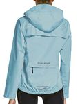 BALEAF Women's Rain Jackets Waterproof Windbreaker Running Cycling Gear Packable Reflective Lightweight Hooded Light Blue XL