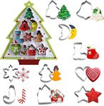 Bake House Christmas Cookie Cutter, Xmas Cookie Cutter, 10 Piece Christmas Biscuit Cutters - Christmas Tree, Santa Face, Star, Christmas Boots, Bells & More Shapes for Fondant Cookie DIY Baking