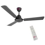 Casa Copenhagen Designed In Denmark Ultra Premium, Dutch Collection, Energy Saving 1200 MM Ceiling Fan with Remote and BLDC Motor, 48 Inch - Saint Black