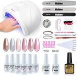 Vishine Gel Nail Polish Starter Kit with 48W SUNOne UV LED Nail Lamp Speed Dryer Manicure Tools 6 Pretty Colors Gel Polish Base and Top Coat #02