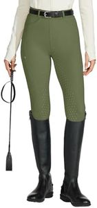 Willit Women's Horse Riding Pants Full Seat Silicone Equestrian Breeches Horseback Schooling Tights Zipper Pockets Grey Sage XS