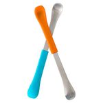 TOMY Boon SWAP 2-in-1 Baby Spoons ( Pack of 2)| Weaning Spoons with Soft and Rigid Ends|Suitable for 4,5,6,7+ Months, Babies, Toddlers, Blue and Orange