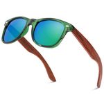 Green Lens Wood Sunglasses Polarized for Men and Women - Bamboo Wooden Sunglasses Sunnies - Fishing Driving Golf Trendy - Green Lenses