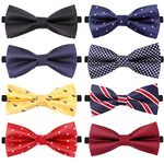 KECUCO 8 pcs Adjustable Bow Ties Formal Tuxedo Bowtie for Men And Boys, Men's Butterfly Bow Tie for Wedding Party Formal Events(Mixed Color 1)