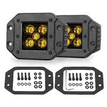 Flush Mount LED Pods, Niwaker 2Pcs CREE LED 100W Amber LED Driving Lights 5 Inch Spot Beam Off Road Lights Yellow Flush LED Light Bar Bumper Lights LED Work Light for Truck Pickup SUV ATV UTV Boat