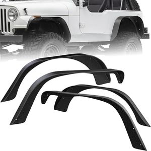 OEDRO Flat Fender Flares Compatible with 1987-1995 Jeep Wrangler YJ, Off-Road Front & Rear 4 PCS Set Wheel Flares Guards Covers Wells