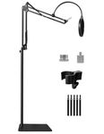 Oimlfus Floor Mic Stand with Boom Arm for Blue Yeti, Nano, Snowball, HyperX QuadCast, Elgato Wave, Shure SM7B and More Microphone, Adjustable Stand with 3/8" to 5/8" 1/4" Screw, Pop Filter, Mic Clip