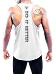 Boyzn Men's 1 Pack Y-Back Workout Tank Tops, Athletic Muscle Gym Tank Top, Fitness Bodybuilding Sleeveless T-Shirts White S