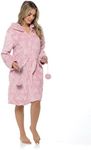 INSIGNIA Ladies Dressing Gown Hooded Zip Fastening Front Opening (8-10, Pink)