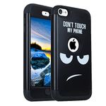 iPod Touch 6 Case,iPod Touch 5 Case, Rosepark [Don't Touch My Phone] Shockproof Hybrid Dual Layer Combo Armor Defender Full Body Protective Case Cover for iPod Touch 6/iPod Touch 5(Black)