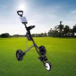 Lightweight Folding Golf Push Pull Cart, 3 Wheels Golfs Trolley with Cup Holder Golf Pull Cart for Golf Clubs and Golf Bag 33Lb Max Load