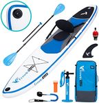 Freein Stand Up Paddle Board Inflatable SUP 10'/10'6 Long with Kayak Conversion Kit,Package∣Kayak seat,Adj 2 in 1 Paddle,Backpack,Leash,Pump … (White, 10'6)