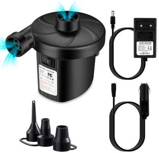 Inflador Eléctrico 240V AC / 12V DC - Hinchador Electrico con 3 Boquillas y 2 Enchufes para Casa y Coche - Bomba de Aire 2 en 1 Inflador y Desinflador para Piscinas Hinchables, Colchones Inflables