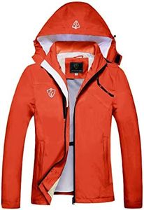 GIISAM Women's Rain Jacket Lightweight Raincoat for Women All Weather Rain Suit Waterproof Windbreakers with Hood Orange