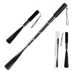 BTideas Shoe Horn Long Handle, 14.5"-37" Telescopic Metal Shoe Horn, Aluminum Alloy Shoe Horn, Black 1, Telescopic