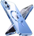 mobistyle Designed for iPhone 16 Luxury Electroplating Case [Magnetic Mag-Safe] [Integrated Lens Protection] Back Cover Case for iPhone 16 (Meg-Safe Blue)