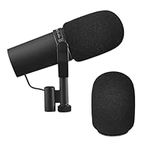 kwmobile Windscreen Compatible with Shure SM7B / SM27 / PGA27 Windscreen - Replacement Foam Windshield - Black