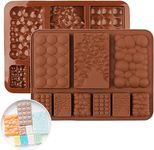 MoldBerry Assorted Chocolate Bar Mould Silicone 9 Slot Chocolate Bar Mould Multiple Shapes Mini Gems Bubble Zigzag Candy Jelly Mould Cake Decorating Cupcake Desert Pack of 1 (Multi Color)