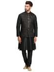 Ethluxis Silk Blend Men's Kurta & Pant With Nehru Bandhgala Jacket (42, B Green)