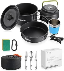 HOMGEN 12pcs Ultralight Anodized Aluminum Camping Cookware Set for 2 People - Nesting Pot/Pan with Foldable Handles 800ml Insulated Teapot & Stainless Cups- Compact Backpacking Gear for Camping Hiking