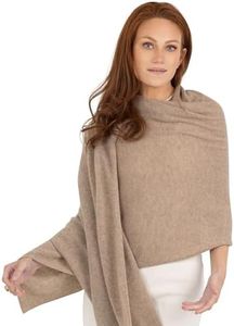Velanio Cashmere 100% Cashmere Knitted Wrap Shawl Extra Large Scarf Stole (Mink)