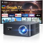 【Netflix Disney+ Officially/Google TV】Projector 4K Support, 35000Lumen Smart Auto Focus/Keystone FHD 1080P Projector Google Voice Control, 35W Speaker WiFi6 Bluetooth HDR Video Projectors for Bedroom