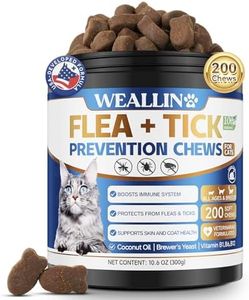 Flea and Tick Prevention for Cats, 200 Soft Chews for Fleas Treatment for Cats, Natural Cat Oral Flea Chewables Support Supplement, Flea and Tick Chews for All Breeds & Sizes