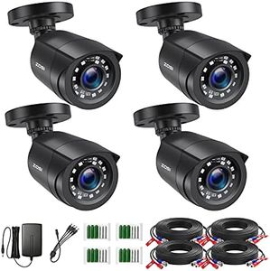 ZOSI 1080P 4 Pack HD TVI Security Bullet Cameras Outdoor Indoor Weatherproof with 24pcs IR LEDs 80ft Night Vision for 720P/1080N/1080P/5MP/4K HD TVI AHD CVI Analog Surveillance CCTV DVR Systems