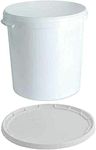 25L Litre White Multi-Purpose Storage Bucket with Tamper Evident Lid For Food Storage, Home Brew, Garden and Garage Storage, Fermentation, Bait Buckets (25L Litre White)