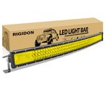 RIGIDON 52 Inch 675W Curved Amber LED Light Bar, Triple Row Flood Spot Combo 67500LM Light Bar Waterproof Driving Boat Offroad LED Work Light for ATV UTV Truck Roof Bumper