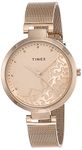 TIMEX Analog White Dial Women's Gold-Plated Band Watch-TW000X219