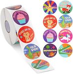 BLUE PANDA 1000 Pack Spanish Motivational Stickers for Classroom - Bulk Reward Stickers for Kids, Teacher School Supplies (8 Assorted Designs, 1.5 in)
