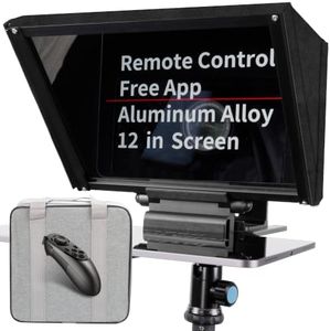 12" Teleprompter for Camera with Remote, Adjustable Aluminum Camera Mount, Rotatable Tempered Glass, Portable Teleprompter with Carrying Case for Video Recording & Live Streaming