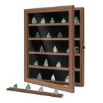 Arrowhead Display Case Native American Rock Display Case Shadow Box Wall Mount with UV Protection for Agate Opal Crystal Stone (Rustic Brown)