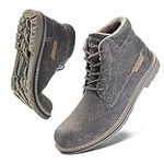 CC-Los Winter Snow Boots for Men Water Resistant Insulated Walking Boots Lightweight Warm Fur Lined Grey Size 8-8.5