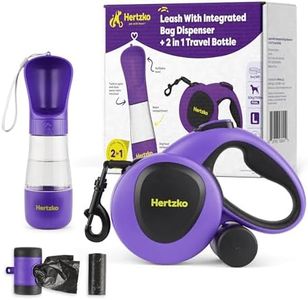 Hertzko Heavy Duty Retractable Dog Leash with Built-in Poop Bag Holder + Water Dispenser/Bottle - Purple & Black, 16 Ft, Small, Medium & Large Dogs Up to 110lbs, Heavy Duty Purple Leash w/Thick Rope