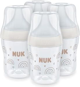 NUK Perfect Match Baby Bottles Set | 0+ Months | Adapts to Baby's Palate | Temperature Control | Anti Colic Vent | 150 ml | BPA-Free | Small Silicone Teat | Rainbow | 4 Count