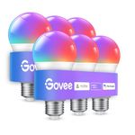 Govee Smart Light Bulbs, Color Changing Light Bulb, Work with Alexa and Google Assistant, 16 Million Colors RGBWW, WiFi & Bluetooth LED Light Bulbs, Music Sync, A19, 800 Lumens, 6 Pack
