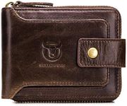 BULLCAPTAIN Mens Genuine Leather Zi