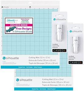 Silhouette Cameo 4 Autoblade and Standard Mat Doubles Pack includes (2) 12 inch Standard Mat, (2) AutoBlade for use with The Cameo 4 and 50 Designs
