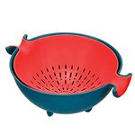 Frenchware (Blue & Red, 1 Unit) Plastic Colander Bowl, Premium-Grade Plastic, 100% Food Safe, BPA-Free, Dishwasher Safe