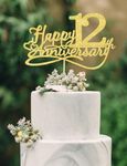 Happy 12th Anniversary Cake Toppers - 12th Wedding Anniversary Decorations, 12th anniversary cake topper, 12th Anniversary Party Decorations twelve