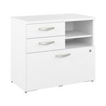 Bush Business Furniture HYF130WHSU-Z Hybrid 26-Inch Office Storage Cabinet with Drawers and 2 Shelves, White